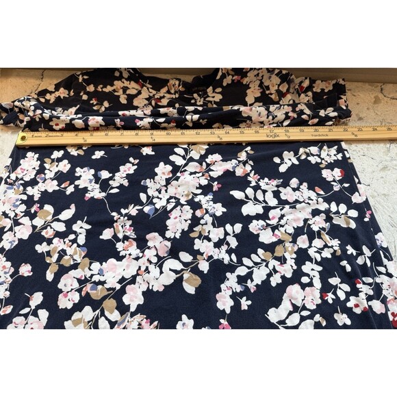 J JILL Wearever Collection Perfect T-Shirt Dress Large Navy Blue Waterfloral - Picture 8 of 10
